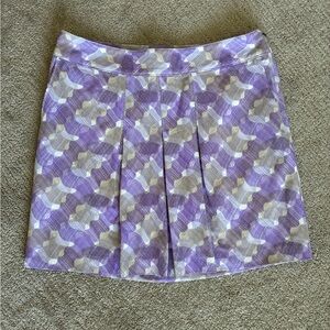 ANNIKA Cutter & Buck Purple and Cream Pleated Patterned Skort